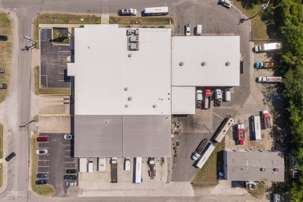 White roof of warehouse